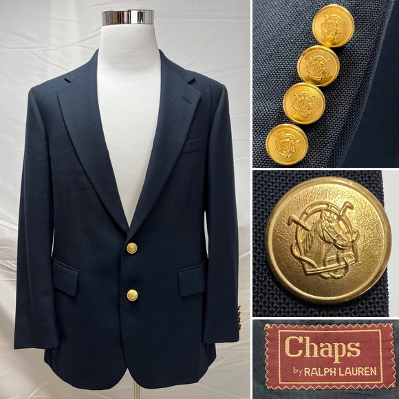 Ralph Lauren Other - Vintage Ralph Lauren CHAPS Navy Gold Horse Head 2-Button 40R Sport Coat Jacket